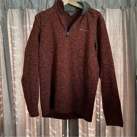 Eddie Bauer Burnt Orange Quarter Zip Fleece Lined Sweater Size Small - Picture 4 of 12